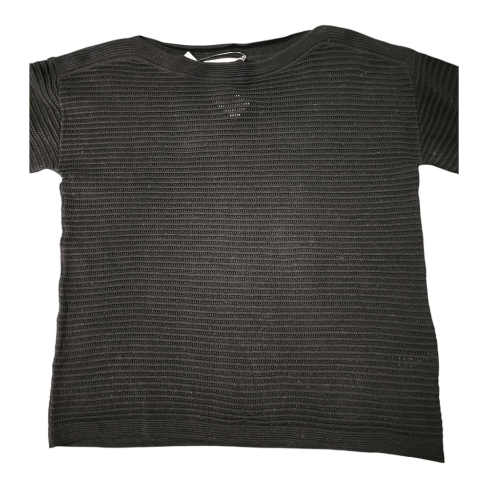 Revolve One Grey Day Textured Ribbed Long Sleeve Top Black 100% Cotton Size XS - Picture 2 of 6